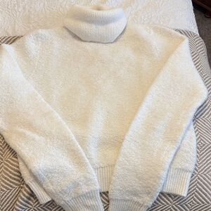 Mango Cozy White Turtleneck Sweater